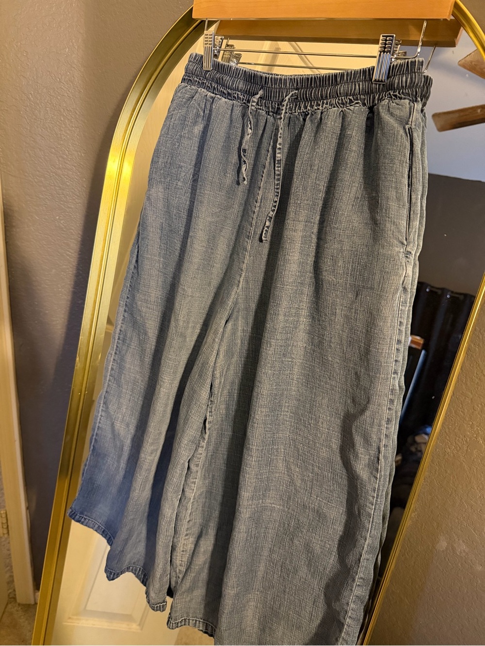 Easel denim wide leg drawstring pants